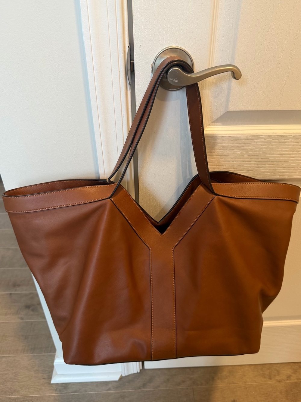 YSL Saint Laurent leather Y tote in brick